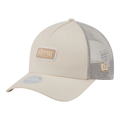 Women's New Era Light Beige Chicago White Sox Tonal Patch 9FORTY M-Crown A-Frame Trucker Adjustable Hat