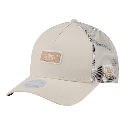 Women's New Era Light Beige Los Angeles Dodgers Tonal Patch 9FORTY M-Crown A-Frame Trucker Adjustable Hat