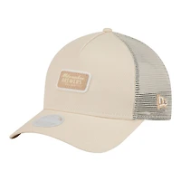 Women's New Era Light Beige Milwaukee Brewers Tonal Patch 9FORTY M-Crown A-Frame Trucker Adjustable Hat