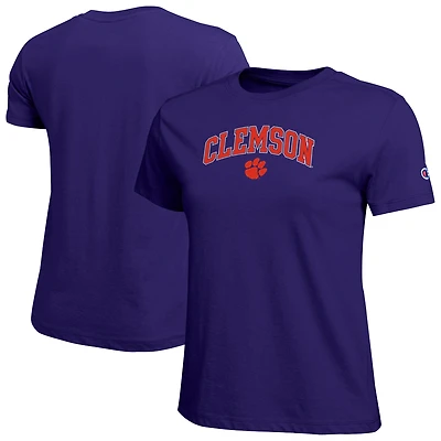 Women's Champion  Purple Clemson Tigers Arched Over Logo T-Shirt