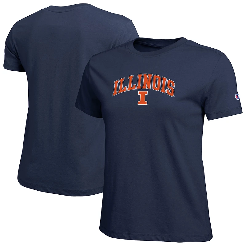 Women's Champion Navy Illinois Fighting Illini Arched Over Logo T-Shirt