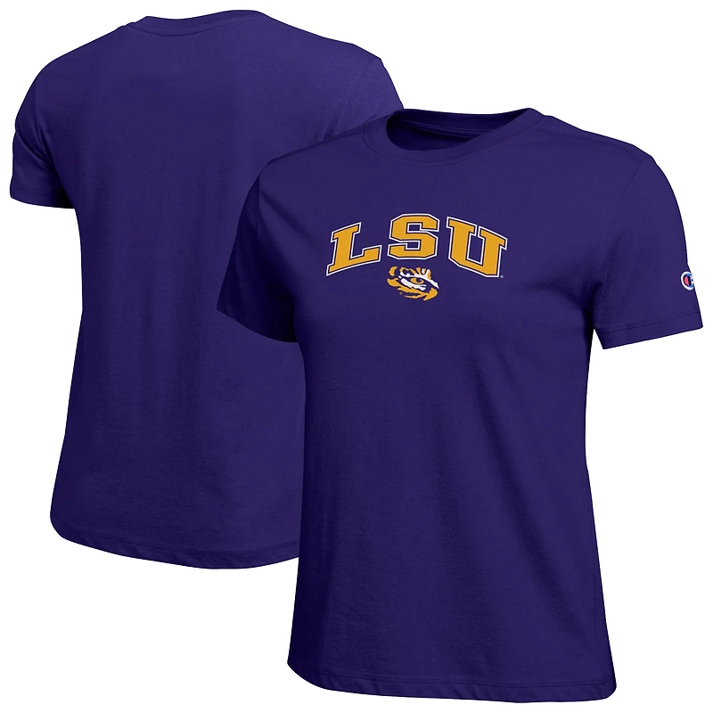 Women's Champion Purple LSU Tigers Arched Over Logo T-Shirt