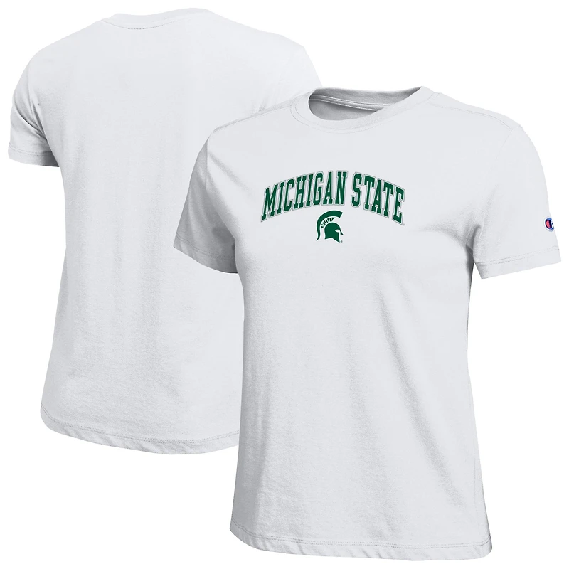 Women's Champion White Michigan State Spartans Arched Over Logo T-Shirt