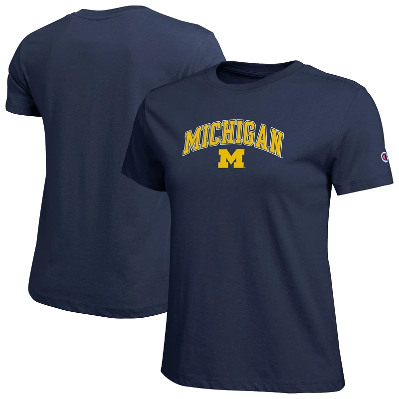 Women's Champion  Navy Michigan Wolverines Arched Over Logo T-Shirt