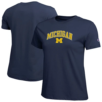 Women's Champion  Navy Michigan Wolverines Arched Over Logo T-Shirt