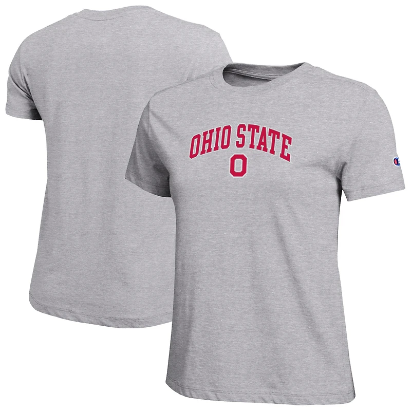 Women's Champion Heather Gray Ohio State Buckeyes Arched Over Logo T-Shirt