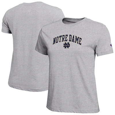 Women's Champion  Gray Notre Dame Fighting Irish Arched Over Logo T-Shirt