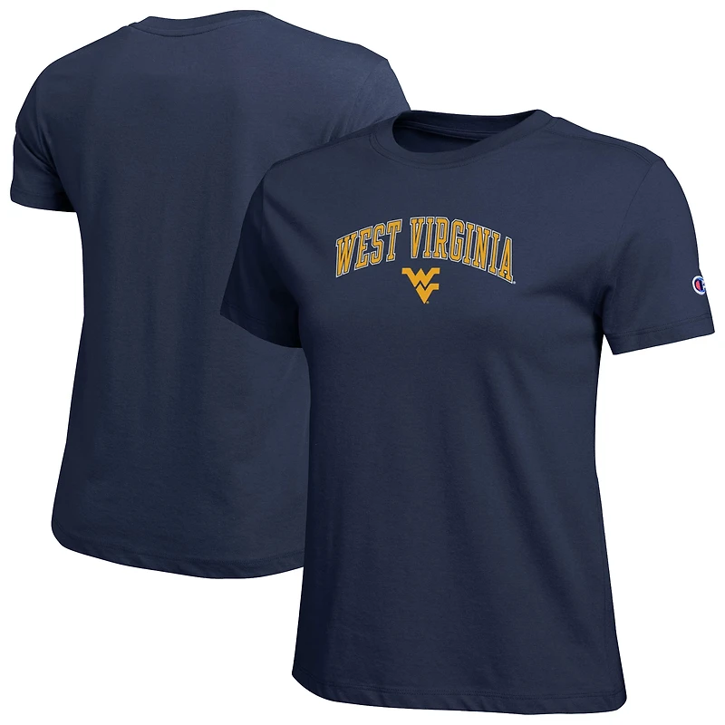 Women's Champion Navy West Virginia Mountaineers Arched Over Logo T-Shirt