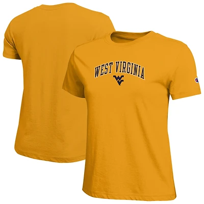 Women's Champion  Gold West Virginia Mountaineers Arched Over Logo T-Shirt