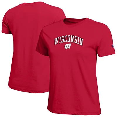 Women's Champion  Red Wisconsin Badgers Arched Over Logo T-Shirt