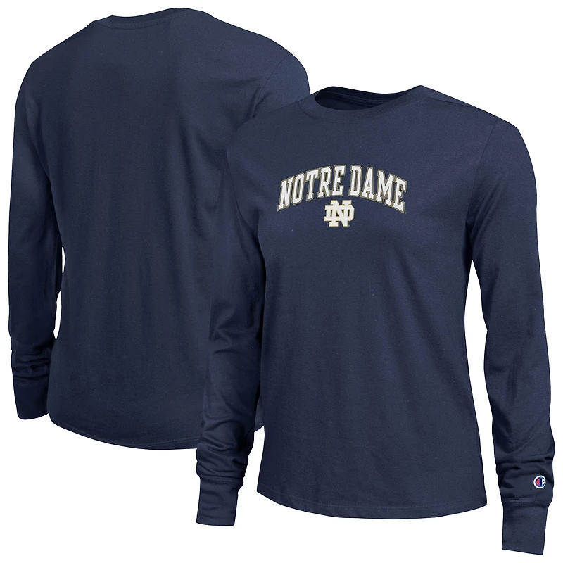 Women's Champion Navy Notre Dame Fighting Irish Arch Over Logo Long Sleeve T-Shirt