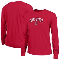 Women's Champion Scarlet Ohio State Buckeyes Arch Over Logo Long Sleeve T-Shirt