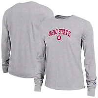 Women's Champion Gray Ohio State Buckeyes Arch Over Logo Long Sleeve T-Shirt