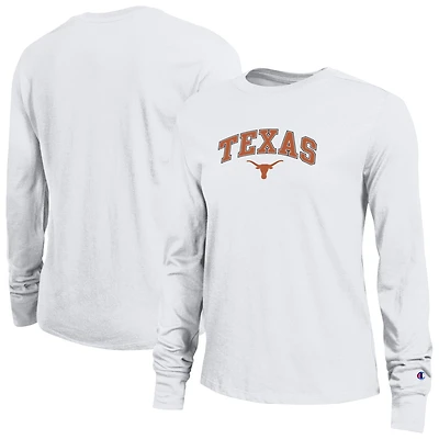 Women's Champion White Texas Longhorns Arch Over Logo Long Sleeve T-Shirt