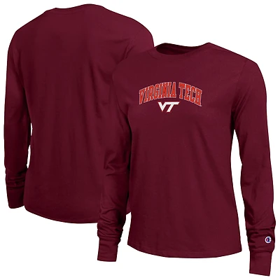 Women's Champion Maroon Virginia Tech Hokies Arch Over Logo Long Sleeve T-Shirt
