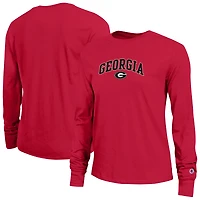 Women's Champion Red Georgia Bulldogs Arch Over Logo Long Sleeve T-Shirt
