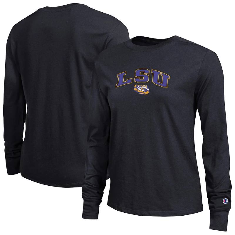 Women's Champion Black LSU Tigers Arch Over Logo Long Sleeve T-Shirt