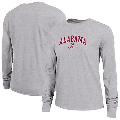 Women's Champion Gray Alabama Crimson Tide Arch Over Logo Long Sleeve T-Shirt