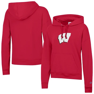 Women's Champion Red Wisconsin Badgers Powerblend Fleece Hoodie
