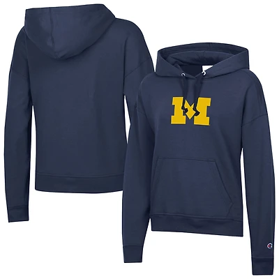 Women's Champion Navy Michigan Wolverines Powerblend Fleece Hoodie