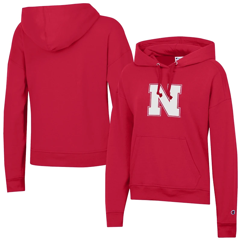 Women's Champion Scarlet Nebraska Huskers Powerblend Fleece Hoodie
