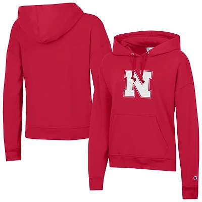 Women's Champion Scarlet Nebraska Huskers Powerblend Fleece Hoodie