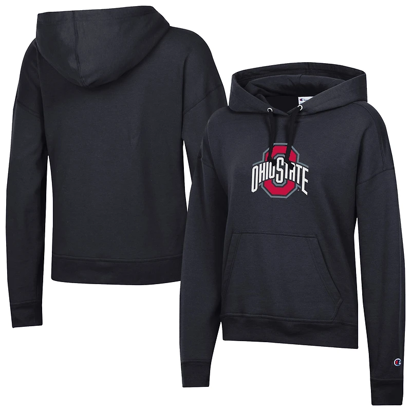 Women's Champion Black Ohio State Buckeyes Powerblend Fleece Pullover Hoodie
