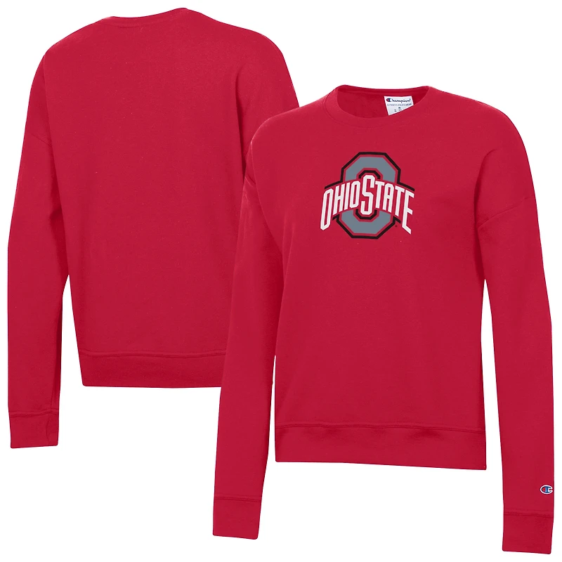 Women's Champion Scarlet Ohio State Buckeyes Powerblend Pullover Sweatshirt