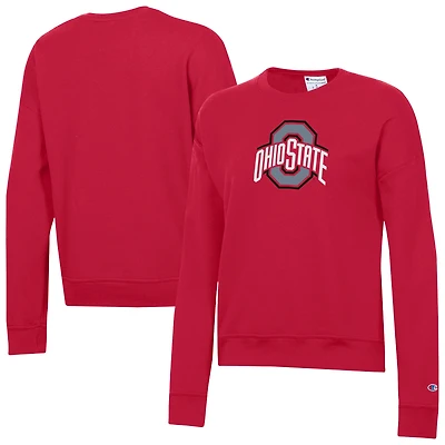 Women's Champion Scarlet Ohio State Buckeyes Powerblend Pullover Sweatshirt