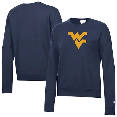 Women's Champion Navy West Virginia Mountaineers Powerblend Pullover Sweatshirt