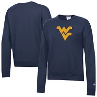 Women's Champion Navy West Virginia Mountaineers Powerblend Pullover Sweatshirt