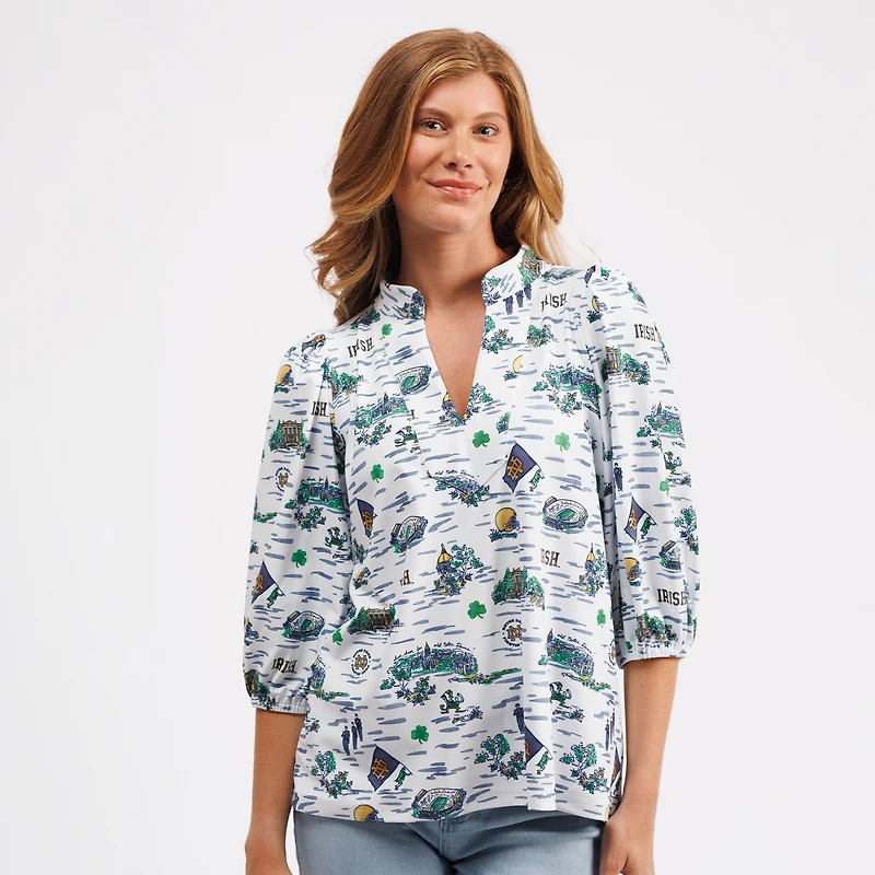 Smith & Quinn Navy Notre Dame Fighting Irish Eliza V-Neck Top
