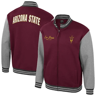 Men's Colosseum Maroon Arizona State Sun Devils Ambi-Turner Full-Zip Varsity Jacket