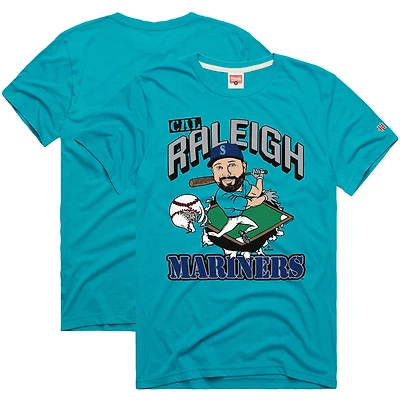 Men's Homage Cal Raleigh Teal Seattle Mariners Graphic Player T-Shirt