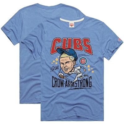 Unisex Homage Pete Crow-Armstrong Light Blue Chicago Cubs Caricature Tri-Blend T-Shirt