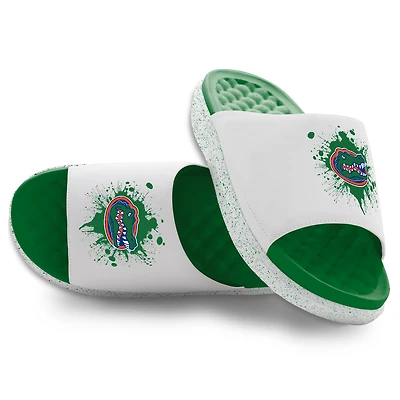 Youth ISlide  Green/White Florida Gators Centered Logo Splat Motive Slide Sandals