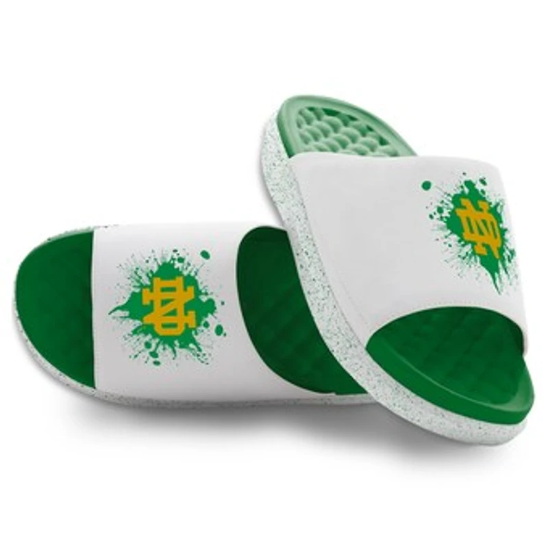 Unisex ISlide Green/White Notre Dame Fighting Irish Centered Logo Splat Motive Slide Sandals