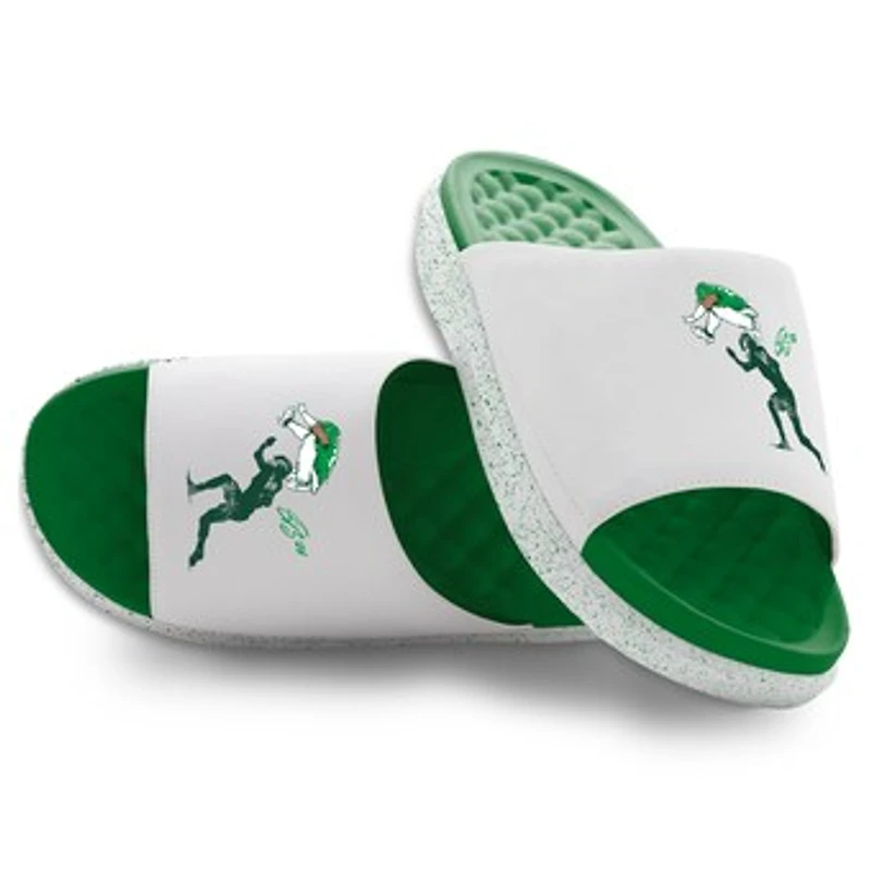 Unisex ISlide Saquon Barkley Green/White NFLPA Reverse Hurdle Motive Slide Sandals