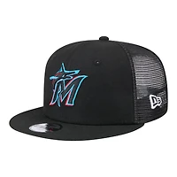 Youth New Era  Black Miami Marlins 9FIFTY Trucker Snapback Hat