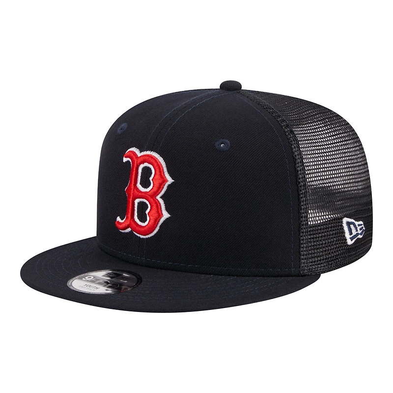 Youth New Era  Navy Boston Red Sox 9FIFTY Trucker Snapback Hat