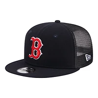 Youth New Era  Navy Boston Red Sox 9FIFTY Trucker Snapback Hat