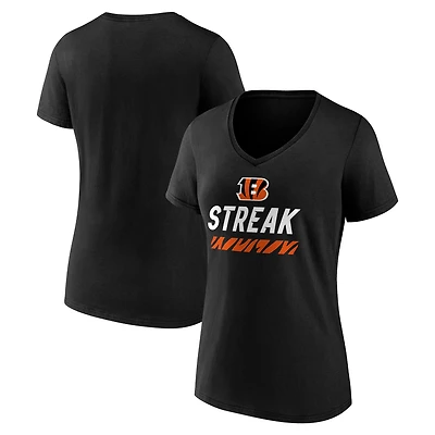 Women's Black Cincinnati Bengals Streak V-Neck T-Shirt