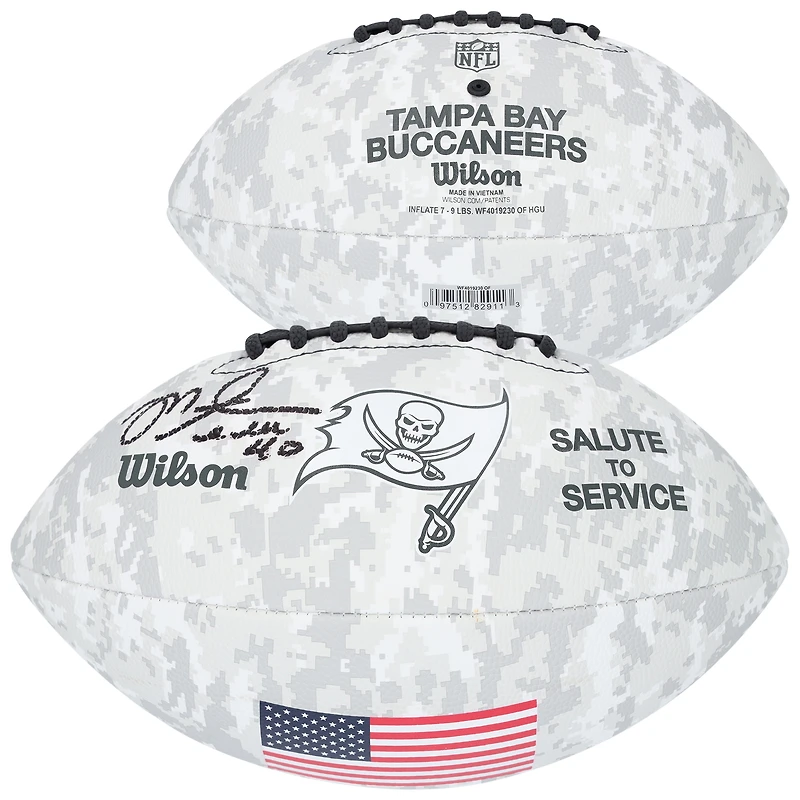 Mike Alstott Tampa Bay Buccaneers Autographed 2024 Salute To Service Wilson Football