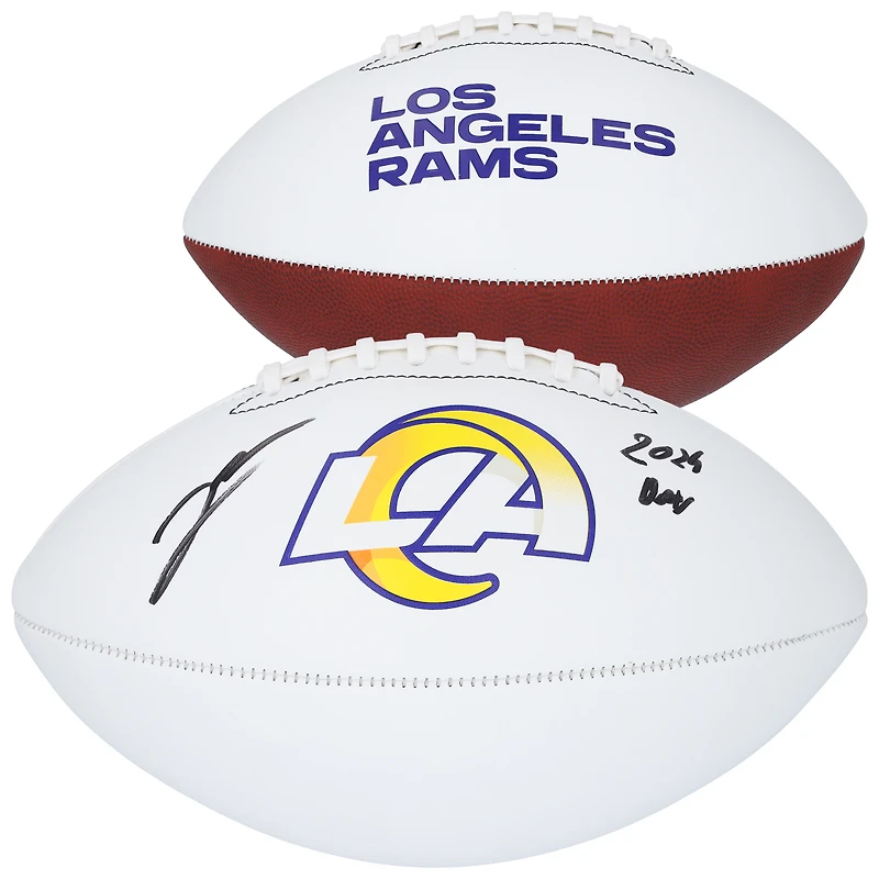 Jared Verse Los Angeles Rams Autographed Franklin White Panel Football with "2024 DROY" Inscription