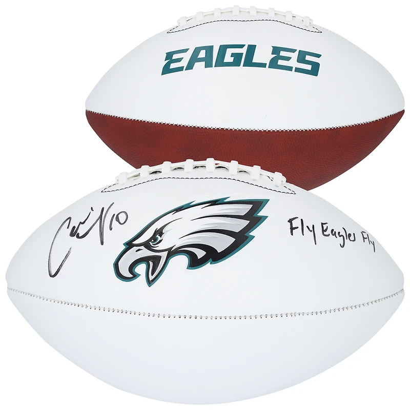 Carli Lloyd USWNT Autographed Philadelphia Eagles Franklin White Panel Football with "Fly Eagles Fly" Inscription