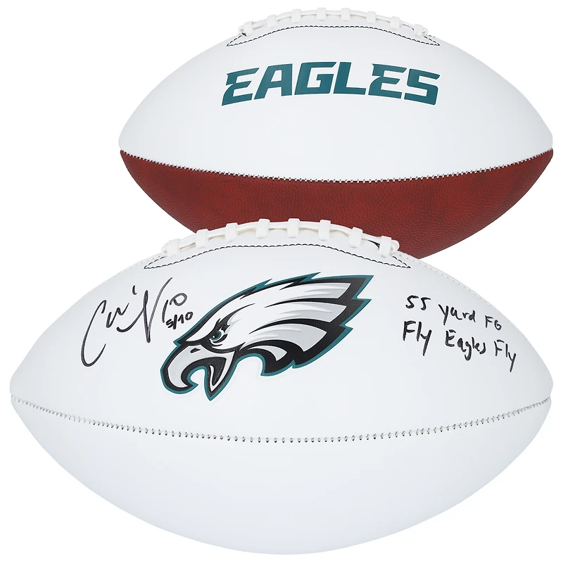 Carli Lloyd USWNT Autographed Philadelphia Eagles Franklin White Panel Football with Multiple Inscriptions
