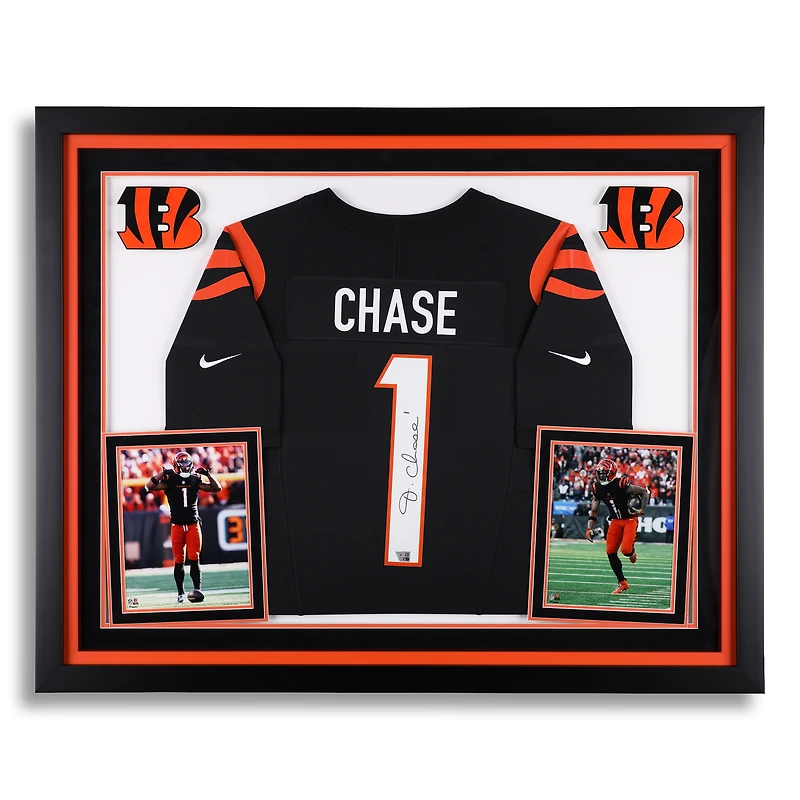 Ja'Marr Chase Cincinnati Bengals Autographed Deluxe Framed Black Nike Limited Jersey