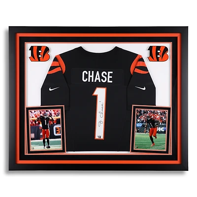 Ja'Marr Chase Cincinnati Bengals Autographed Deluxe Framed Black Nike Limited Jersey