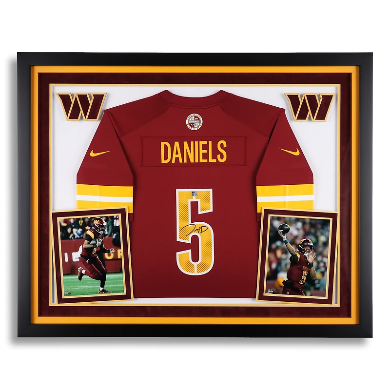 Jayden Daniels Washington Commanders Autographed Deluxe Framed Burgundy Nike Game Jersey