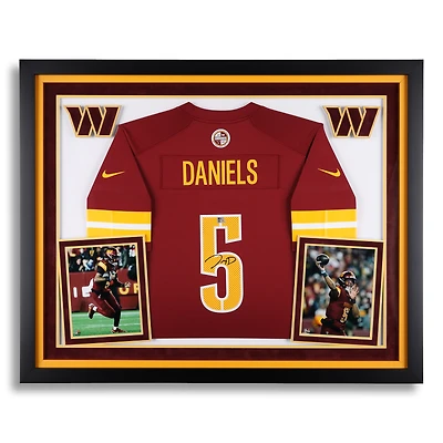 Jayden Daniels Washington Commanders Autographed Deluxe Framed Burgundy Nike Game Jersey